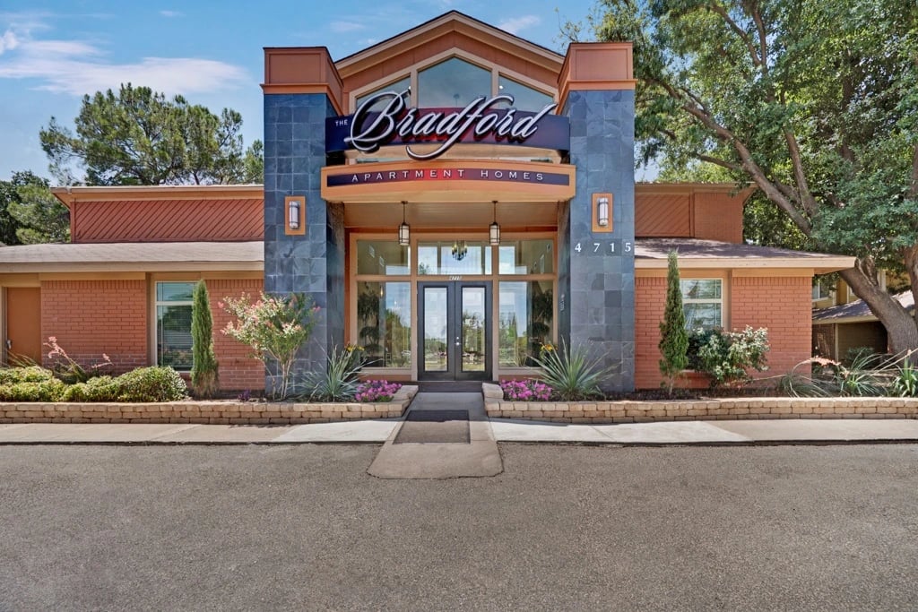 The Bradford Apartment Homes building exterior and entrance.