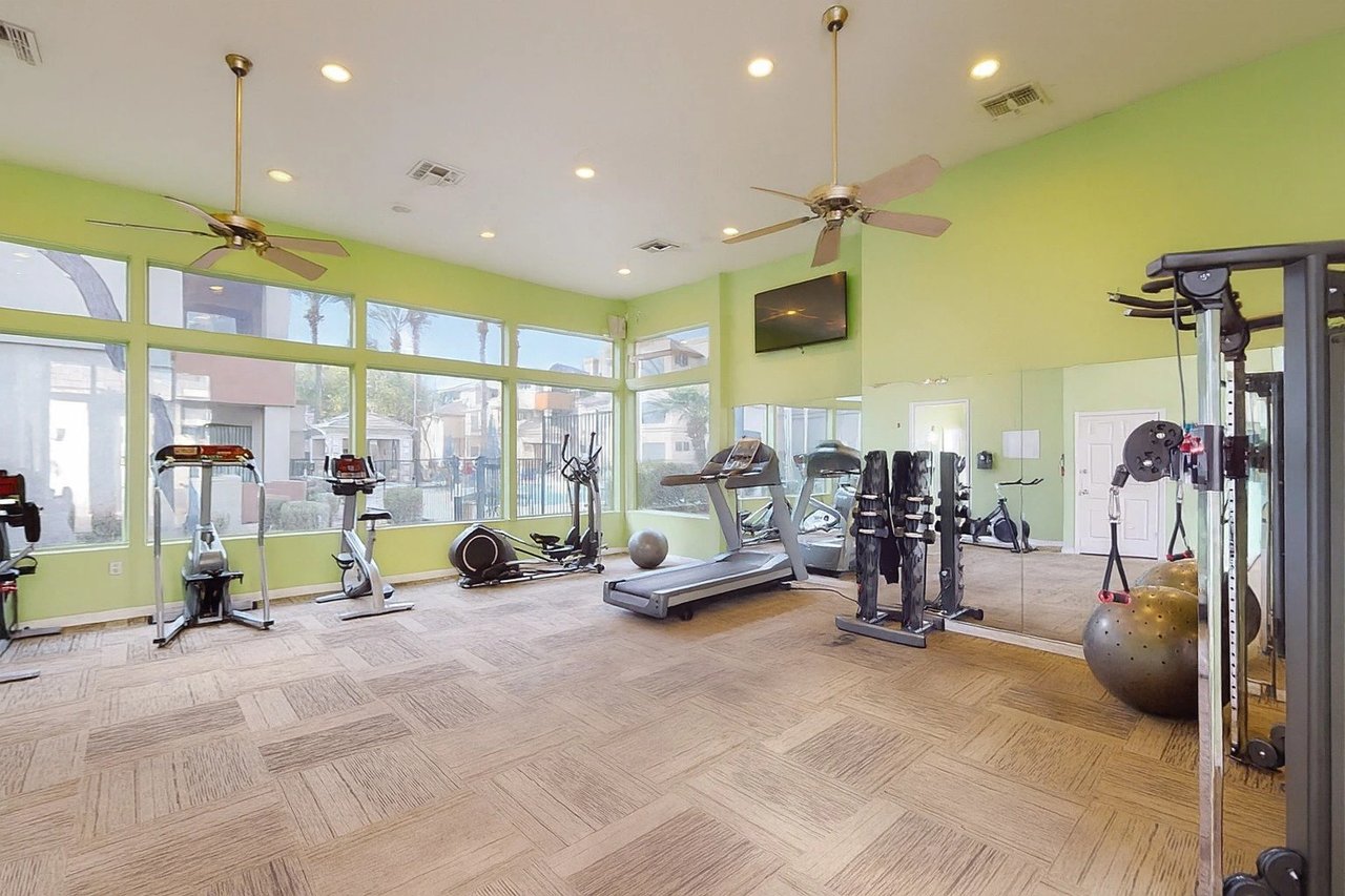 Gym with cardio machines and weight equipment