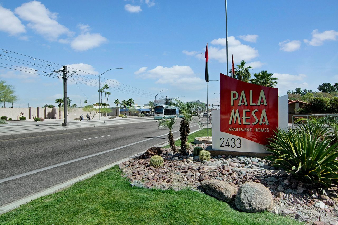 Pala Mesa Apartment Homes monument sign with address 2433.