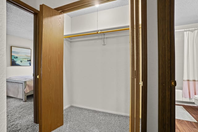 Empty closet with shelf and rod.