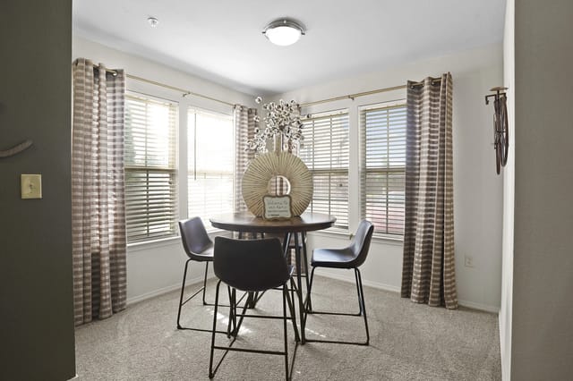 Dining area with table and chairs