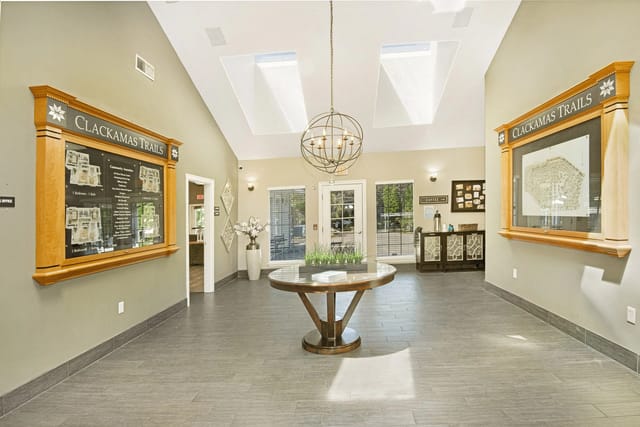 Clackamas Trails community amenities board and map.