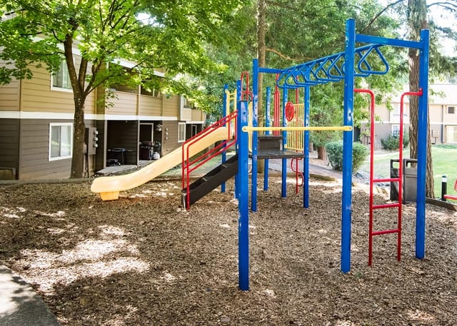 Playground with slide and monkey bars.