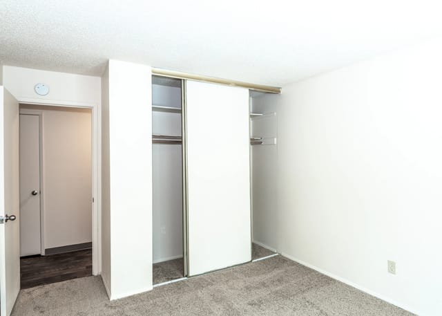 Bedroom with closet and doorway.