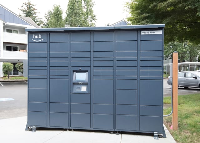 Amazon Hub parcel locker for package delivery