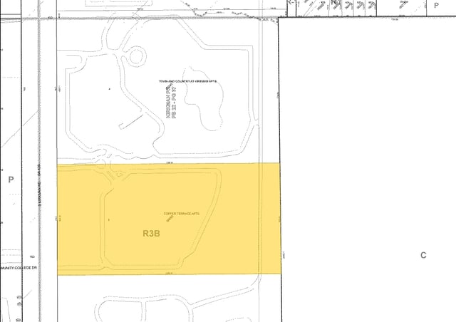 Site plan map with property boundaries and zoning information.