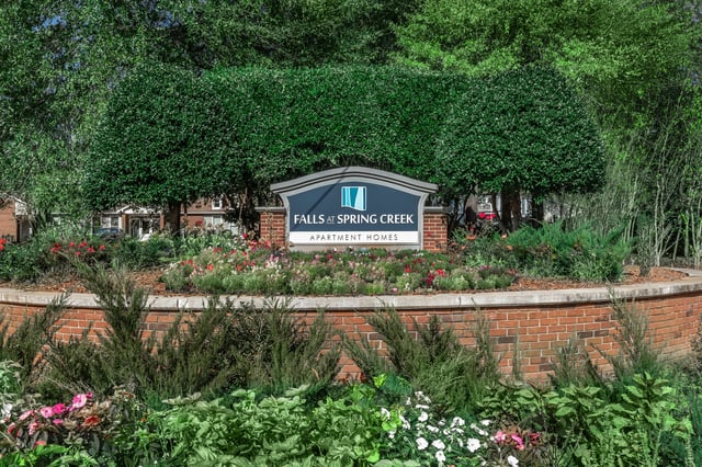 Signage for Falls at Spring Creek Apartment Homes.