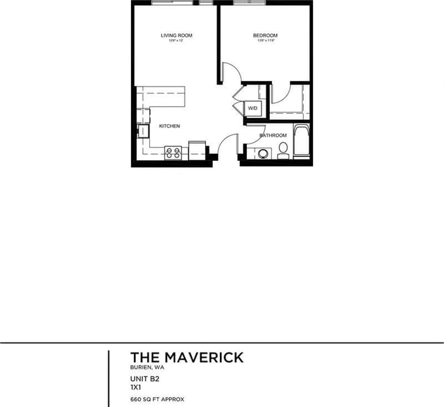 B.2 - 1 Bed 1 Bath 150% Income Qualified floor plan