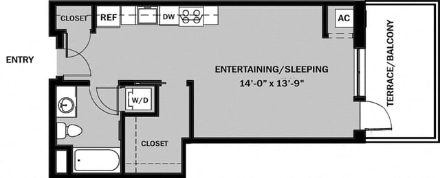 Studio 1 Bath A2 floor plan