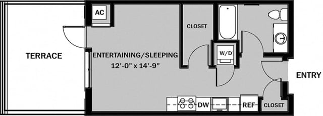 Studio 1 Bath A5 floor plan