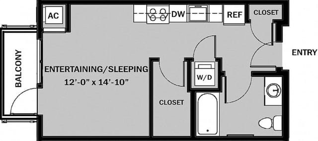 Studio 1 Bath A6 floor plan