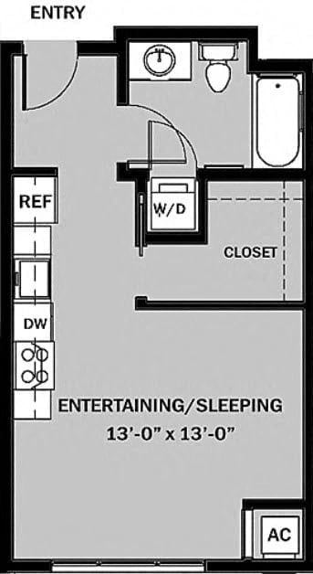 Studio 1 Bath A7 floor plan