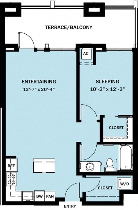 1 Bedroom 1 Bath B4 floor plan