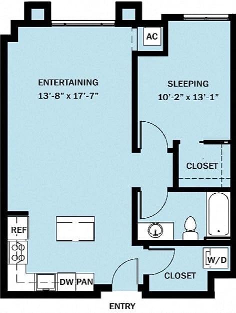 1 Bedroom 1 Bath B3 floor plan