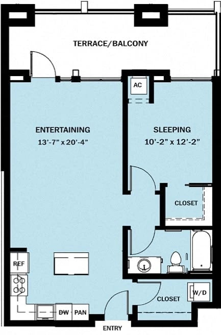 1 Bedroom 1 Bath B4 floor plan