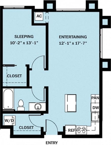 1 Bedroom 1 Bath B7 floor plan