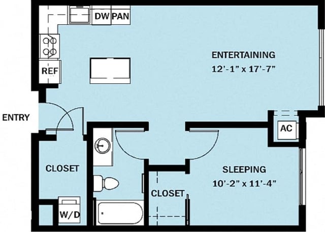 1 Bedroom 1 Bath B9.2 floor plan