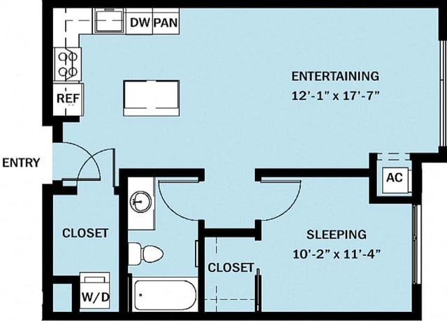 1 Bedroom 1 Bath B9.1 floor plan