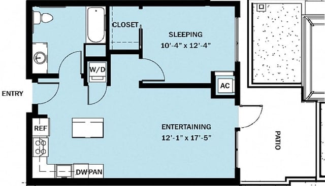 1 Bedroom 1 Bath B14 floor plan