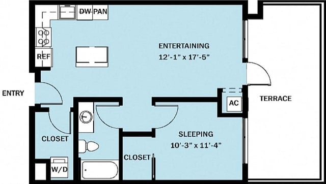 1 Bedroom 1 Bath B15 floor plan