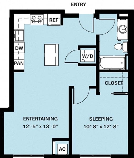 1 Bedroom 1 Bath B21 floor plan