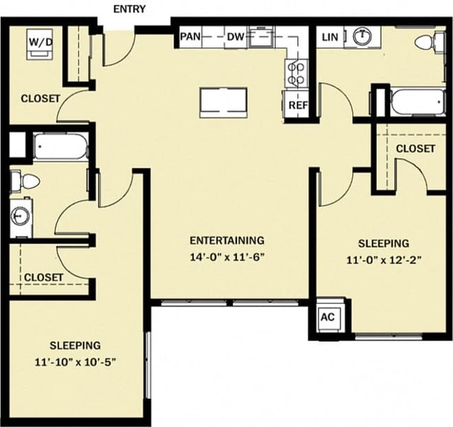 2 Bedroom 2 Bath C4 floor plan