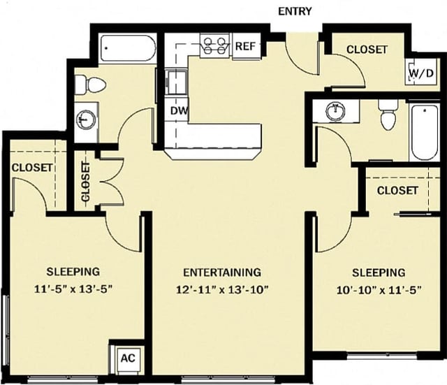 2 Bedroom 2 Bath C5 floor plan