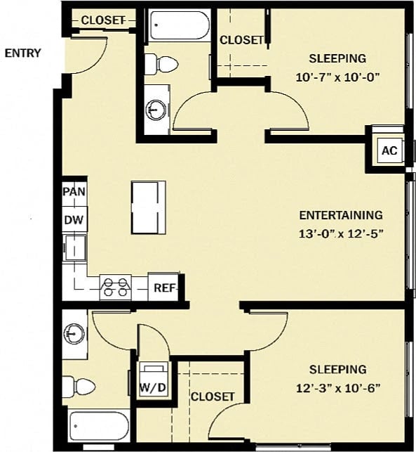 2 Bedroom 2 Bath C7 floor plan