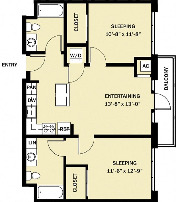 2 Bedroom 2 Bath C10 floor plan