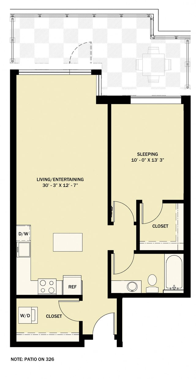 1 Bedroom 1 Bath B9 floor plan