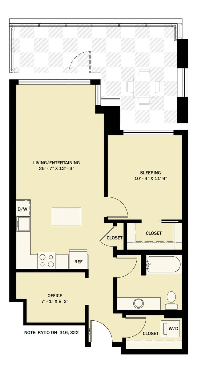 1 Bedroom 1 Bath Den B10 floor plan