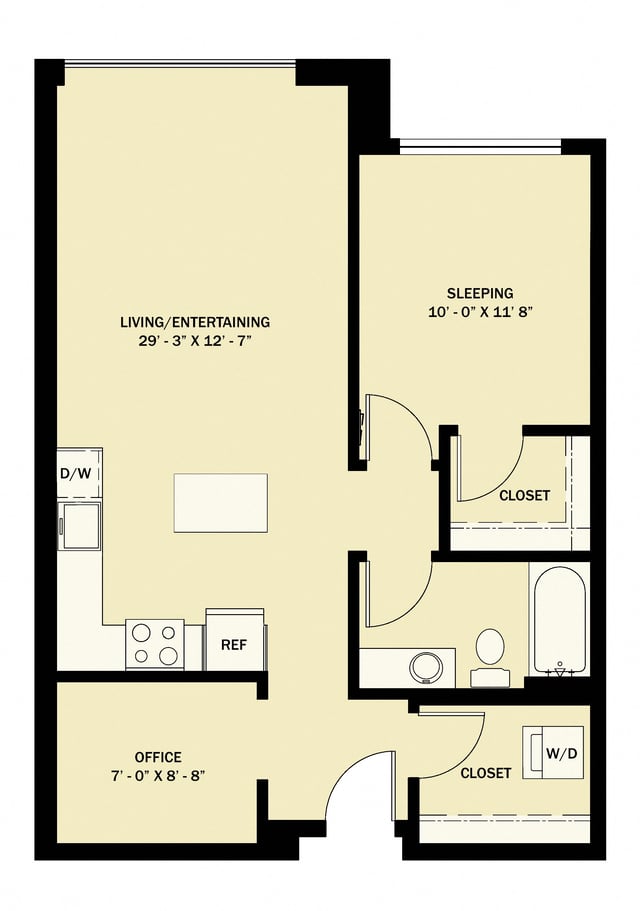 1 Bedroom 1 Bath Den B11 floor plan