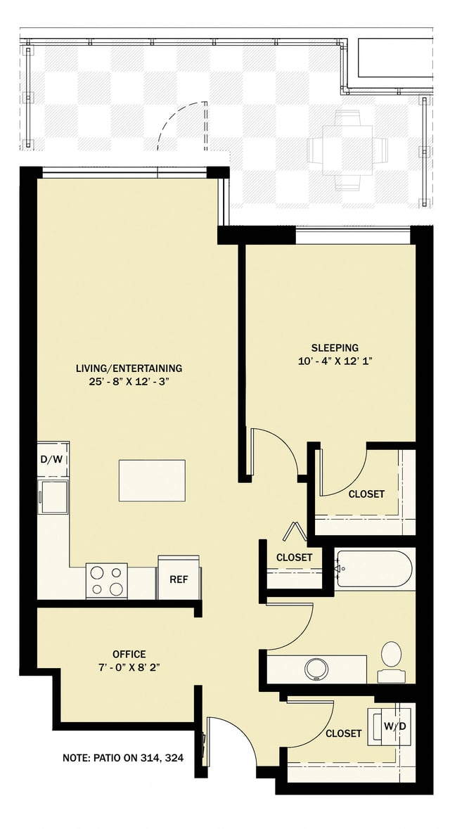 1 Bedroom 1 Bath Den B5 floor plan