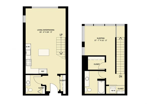 1 Bedroom 1.5 Bath Loft B2 floor plan
