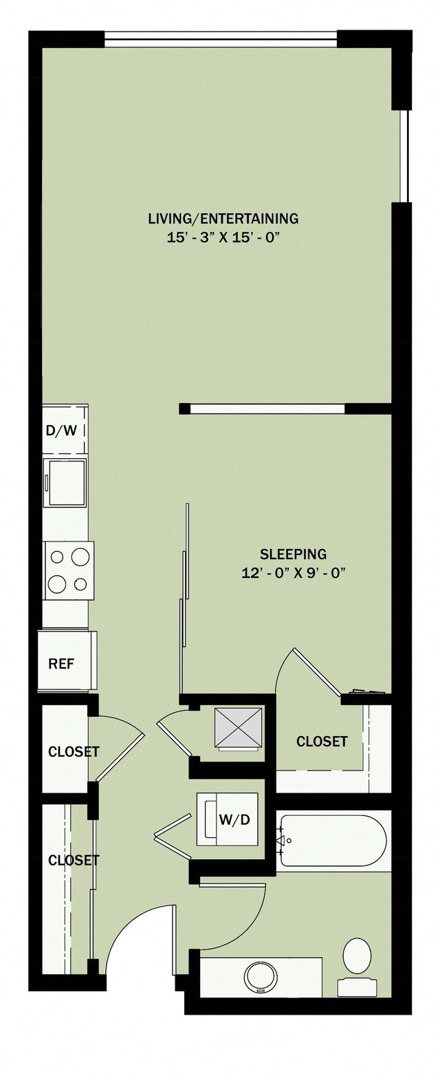 1 Open 1 Bath BN1 floor plan