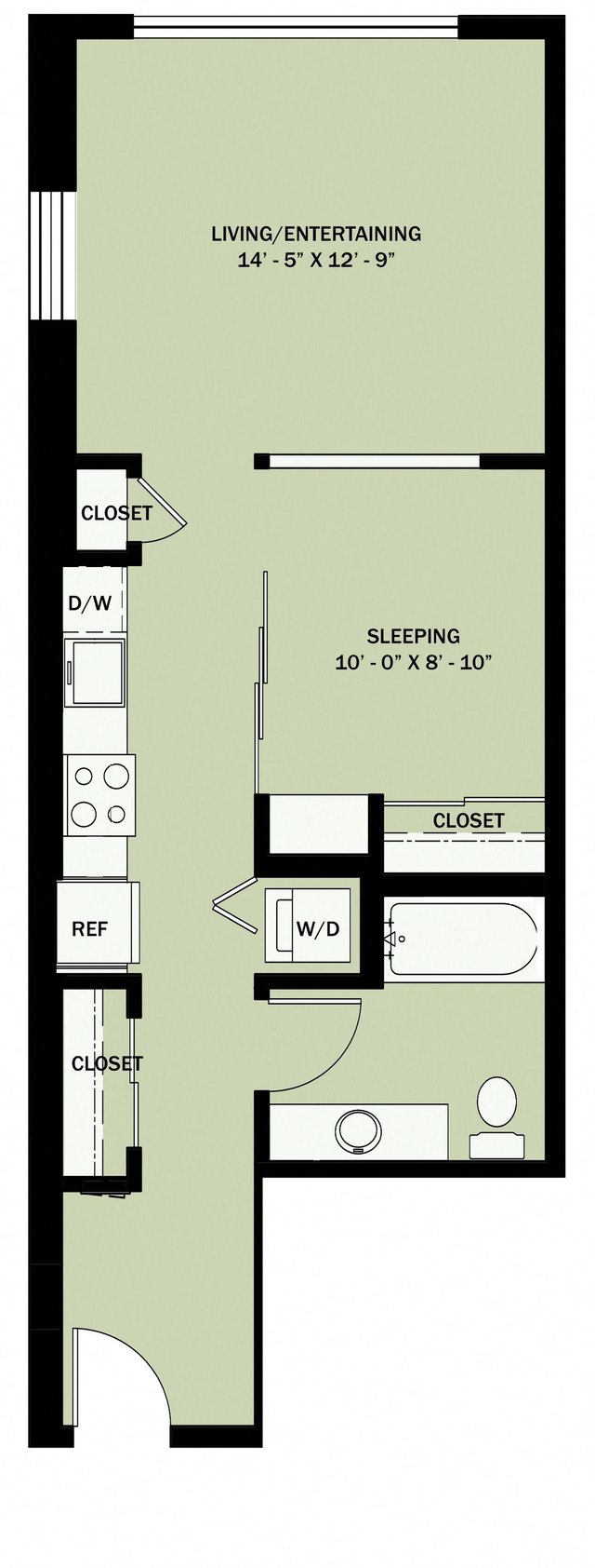 1 Open 1 Bath Income Qualified BN2 floor plan