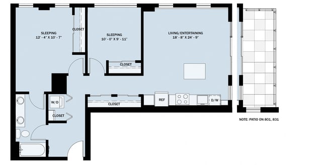 2 Bedroom 1 Bath C9 floor plan