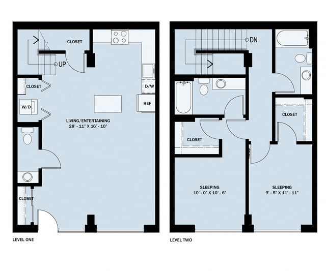 2 Bedroom 2.5 Bath Townhouse C1 floor plan