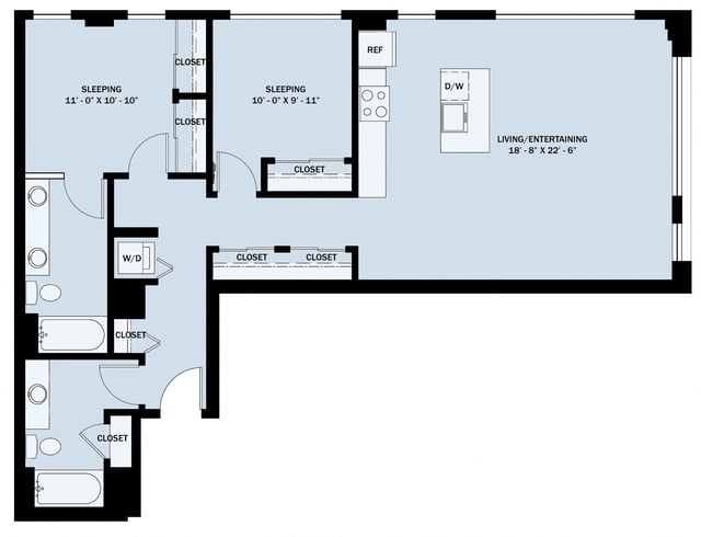 2 Bedroom 2 Bath C3 floor plan