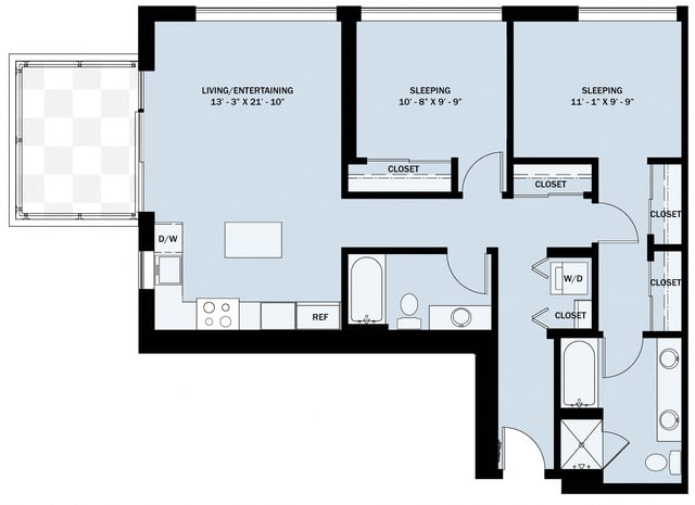 2 Bedroom 2 Bath C6 floor plan