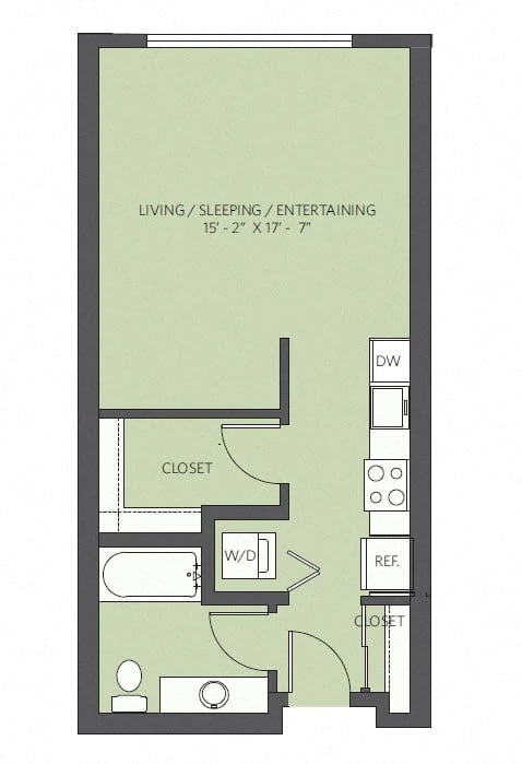 Studio 1 Bath A2 floor plan
