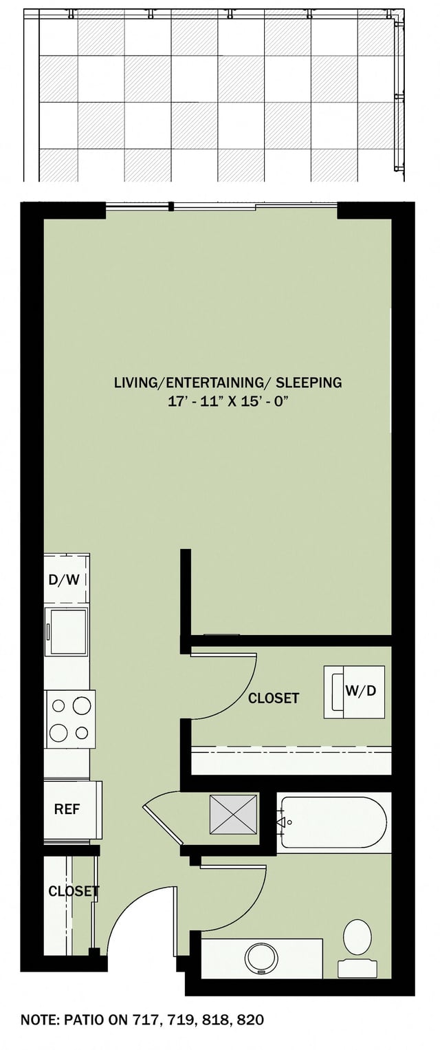 Studio 1 Bath A3 floor plan