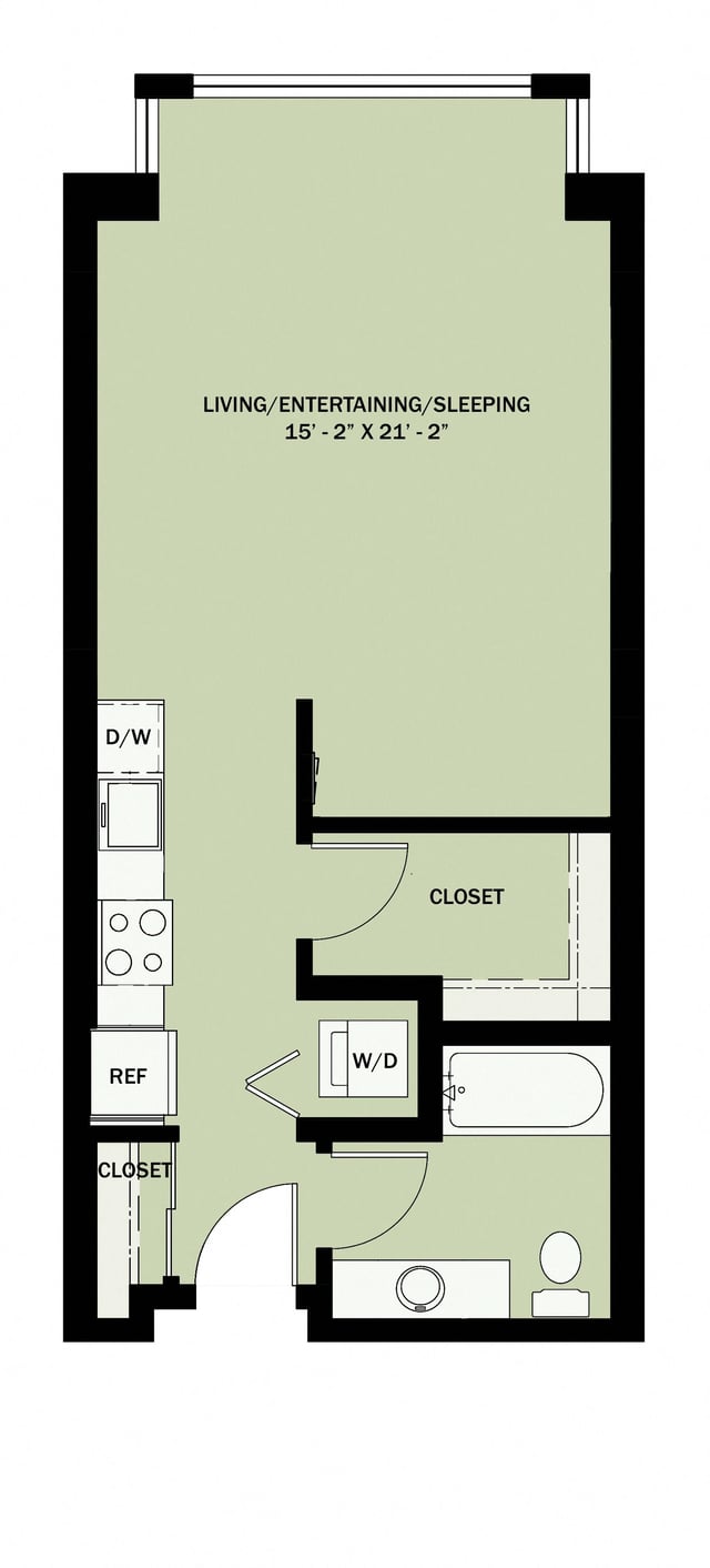 Studio 1 Bath  Income Qualified A1 floor plan