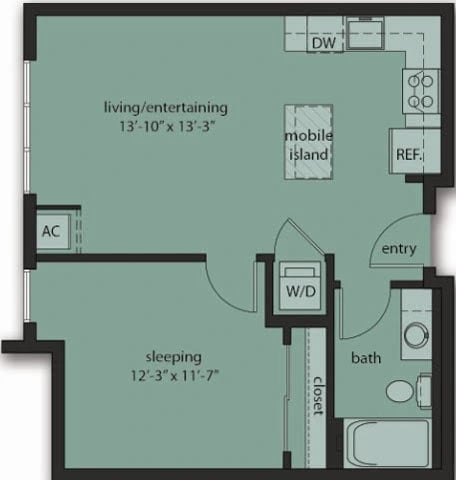 One Bedroom B1 floor plan