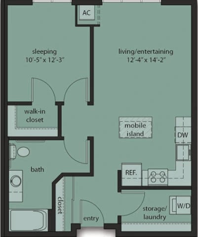 One Bedroom C3 floor plan