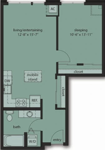 One Bedroom C4 floor plan