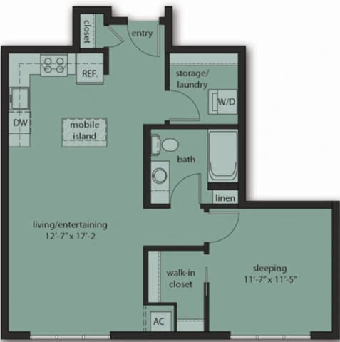 One Bedroom C5 floor plan