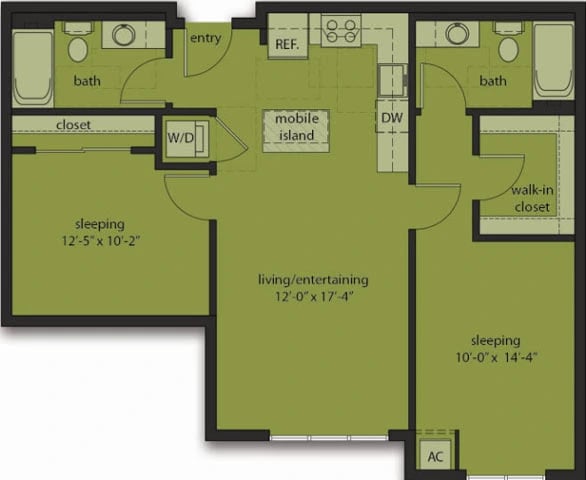 Two Bedroom D1 floor plan