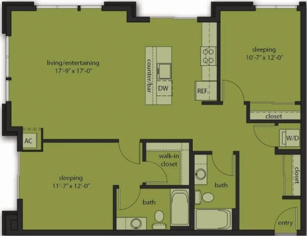 Two Bedroom E1 floor plan