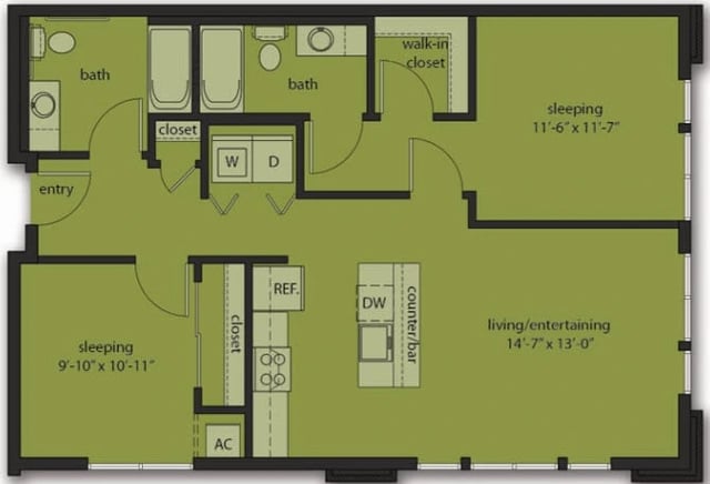 Two Bedroom E2 floor plan